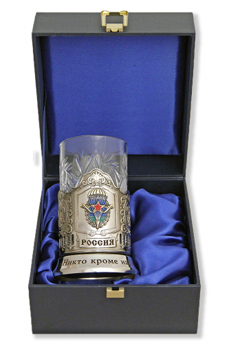 Подстаканник "ВДВ" дерев.футляр, хруст.стакан, знак Подстаканник "ВДВ" дерев.футляр, хруст.стакан, знак